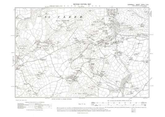 St Cleer, Tremar, Commonmoor, Crows Nest, Railway Terrace, Gonamena, old map Cornwall 1907: 28SW