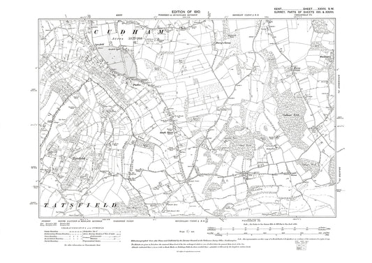 Cudham, Tatsfield, old map Kent 1910: 28SW
