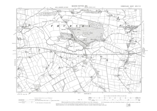 Old OS map dated 1901, showing Thursby, West Curthwaite, Micklethwaite in Cumberland - 29NE