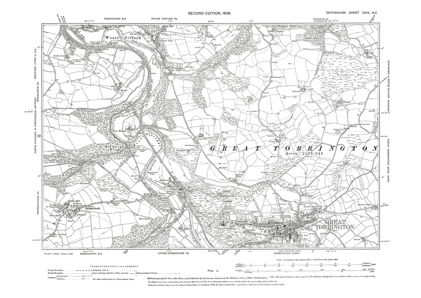 Great Torrington, Frithelstock, Old Map Devon 1906: 29NE