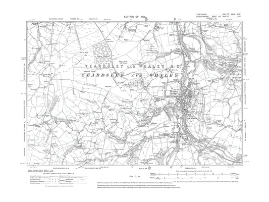 Old OS map dated 1910, showing Whaley Bridge in Cheshire 29NE