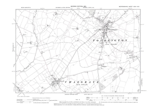 Toddington, Tebworth, old map Bedfordshire 1901: 29NW