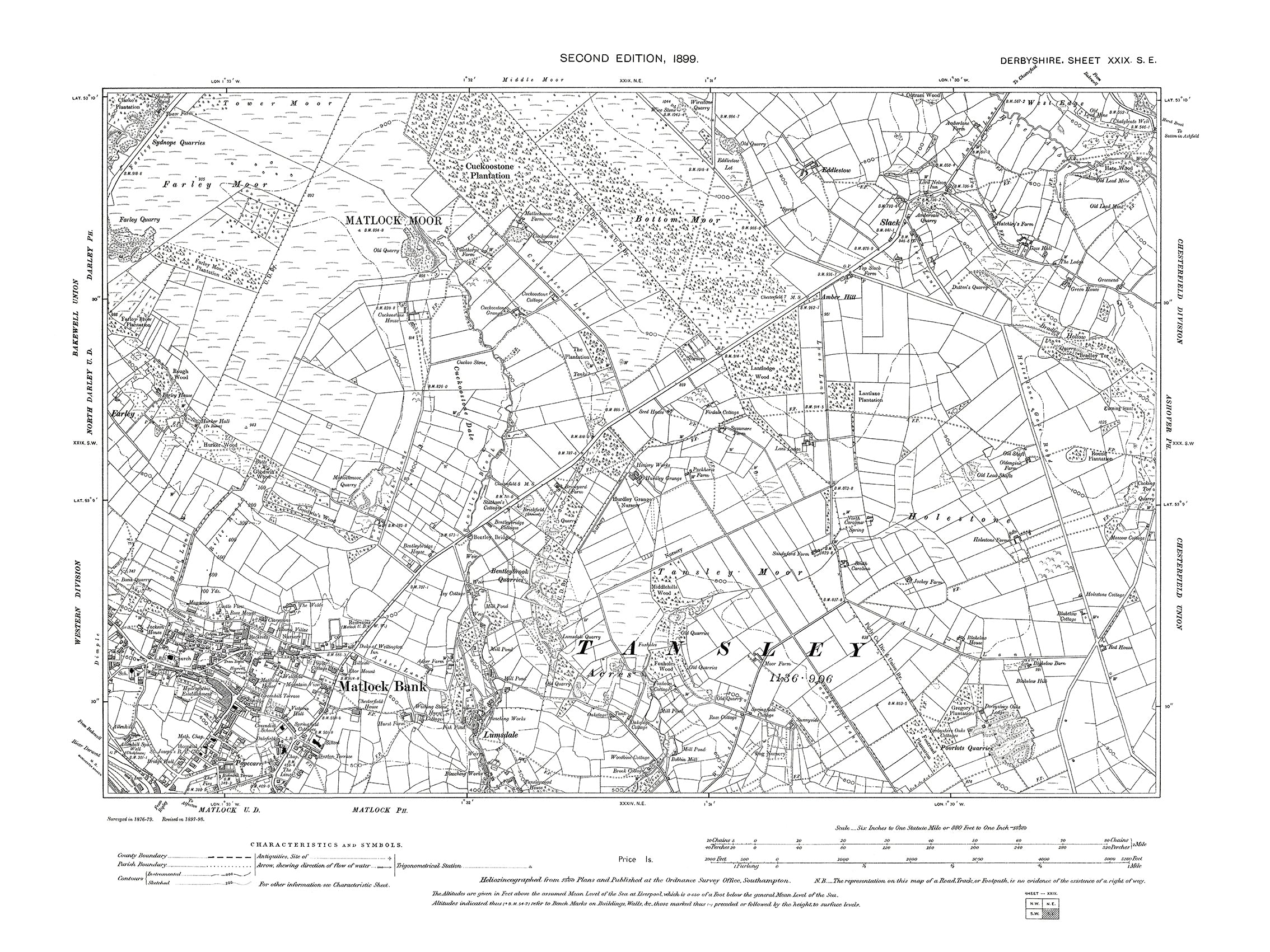 Old OS Map Dated 1900 Showing Matlock Bank Dimple east Slack In D Old OS Map Dated 1900 Showing Matlock Bank Dimple east Slack In D