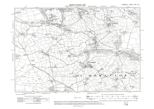 St Dominick, Metherell, Harrowbarrow (south), old map Cornwall 1907: 29SE