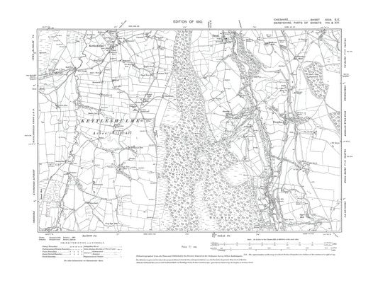 Old OS map dated 1910, showing Kettleshulme (south) in Cheshire 29SE
