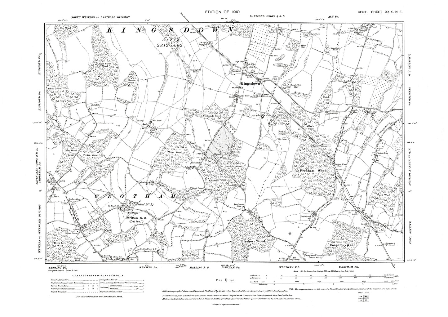Kingsdown, old map Kent 1910: 29NE