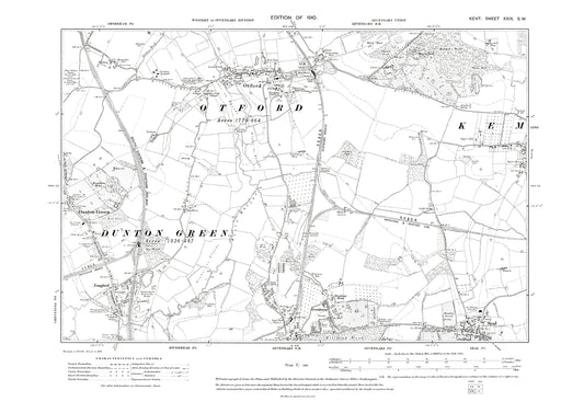 Otford, Dunton Green, Seal, Greatness, Longford, old map Kent 1910: 29SW