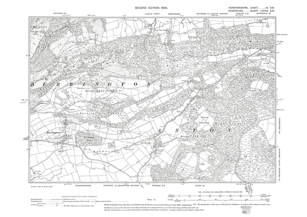 Old OS map dated 1904, showing Burrington in Herefordshire - 3SW – Old ...