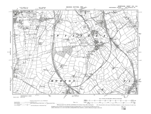 Old OS map dated 1900, showing Clay Cross (south), Pilsley, Tibshelf, Stretton in Derbyshire 30SE