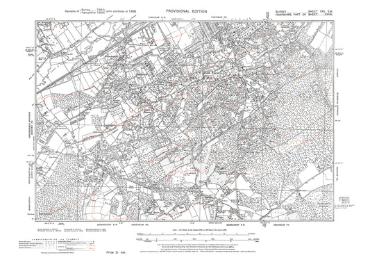 Wrecclesham, The Bourne, Shortheath, Lower Bourne old map Surrey 1938: 30SW