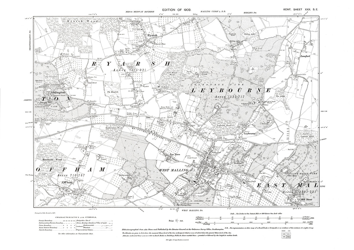 Tithe Map Offham Kent East Malling, Leybourne, Ryarsh, Offham, East Malling (southwest), old ...