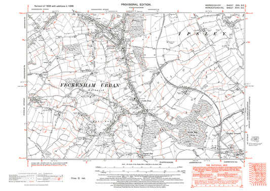 Redditch (south), Headless Cross, Crabbs Cross, Callow Hill, old map Warwickshire 1938: 30SE