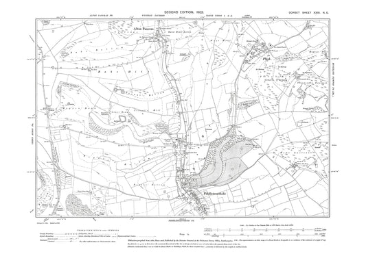 Old OS map dated 1903, showing Piddletrenthide, Alton Pancras, Plush in Dorset - 31NE