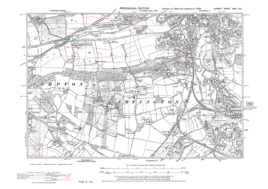 Guildford (south), Shalford, Halford (west), Compton Common old map Surrey 1938: 31NE