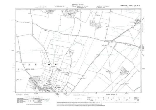 Old OS map dated 1911, showing Over Wallop in Hampshire - 31NW