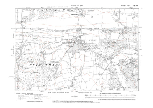 Puttenham, Wanborough, Compton old map Surrey 1920: 31NW