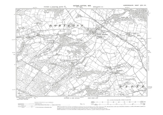 Old OS map dated 1905, showing Dorstone, Snodhill in Herefordshire - 31SE