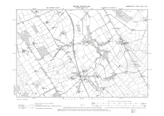 Old OS map dated 1901, showing Southwaite, Low Hesket in Cumberland - 31SW