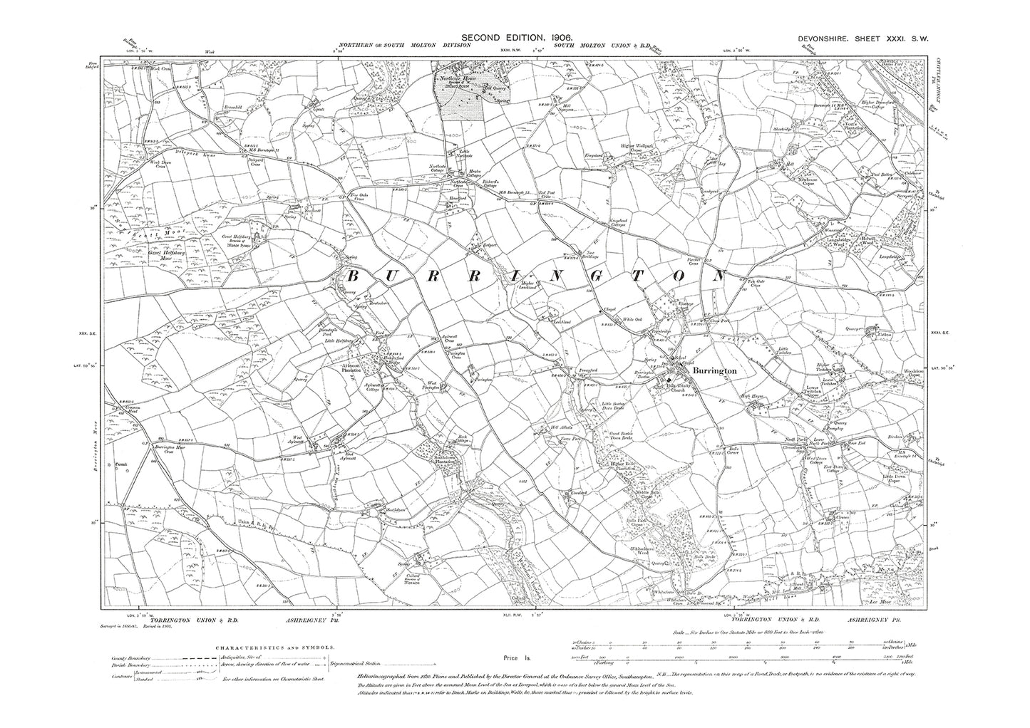 Burrington, Old Map Devon 1906: 31SW