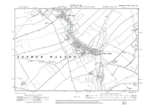 Old OS map dated 1911, showing Middle Wallop, Nether Wallop in Hampshire - 31SW