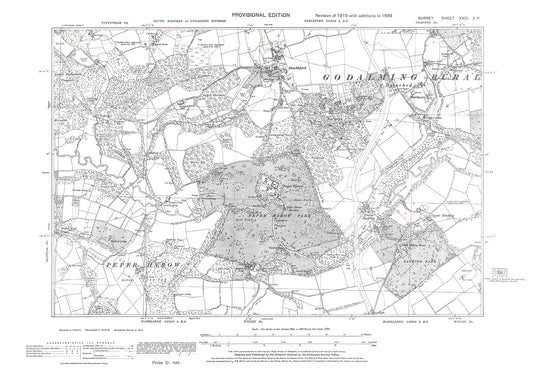 Shackleford, Peper Harow, Norney, Eashing old map Surrey 1938: 31SW