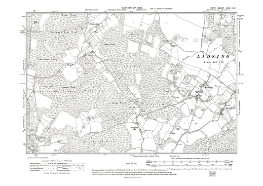 Lidsing, old map Kent 1909: 31NE