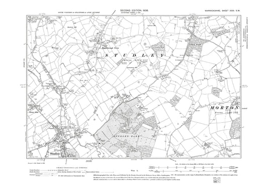 Studley, Studley Park, Mappleborough Green, old map Warwickshire 1906: 31SW