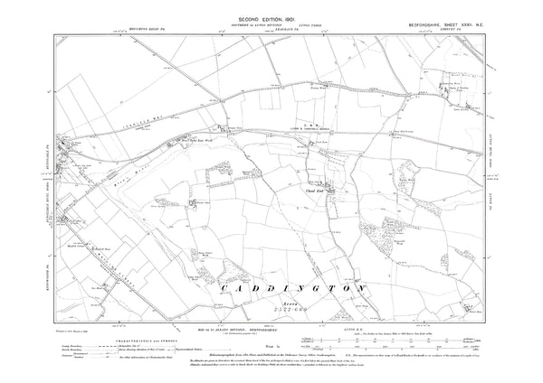 Dunstable (east), Blow's Down, Chauls End, old map Bedfordshire 1901 ...