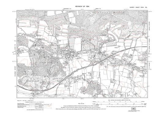 Shere, Albury Park, Gomshall, Abinger Hammer old map Surrey 1934: 32NE