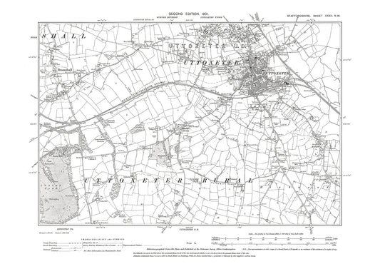 Uttoxeter, Bramshall, Blount's Green, old map Staffs 1901: 32NW