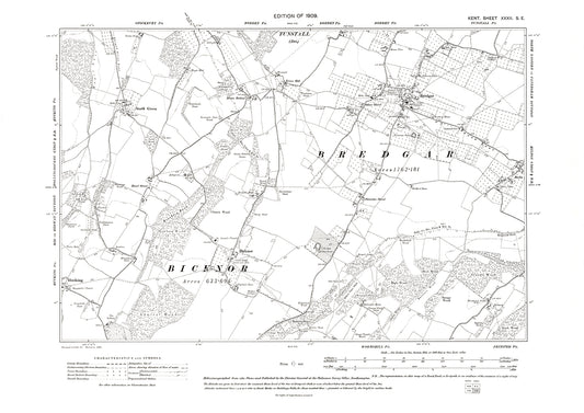 Bredgar, Bicknor, old map Kent 1909: 32SE