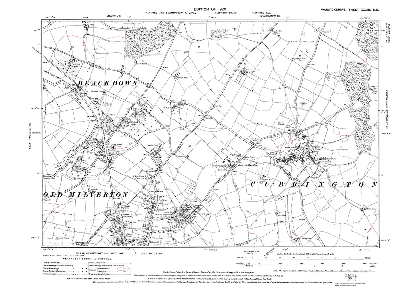 Cubbington, Leamington Spa (north), Lillington, old map Warwickshire 1926: 33NE