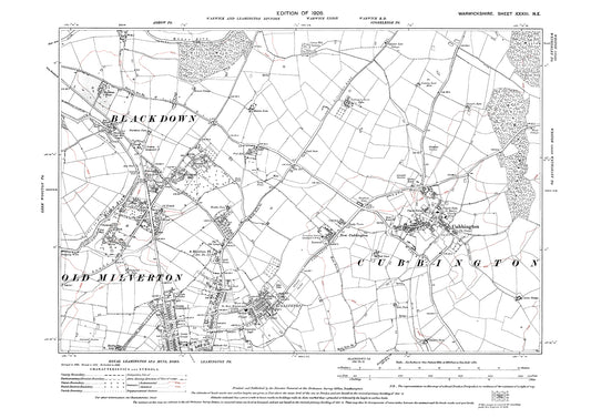 Cubbington, Leamington Spa (north), Lillington, old map Warwickshire 1926: 33NE