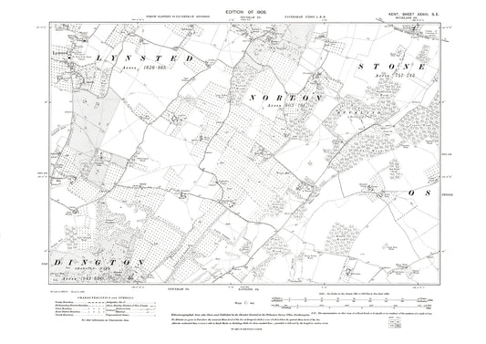 Lynsted, Teynham (south), old map Kent 1908: 33SE