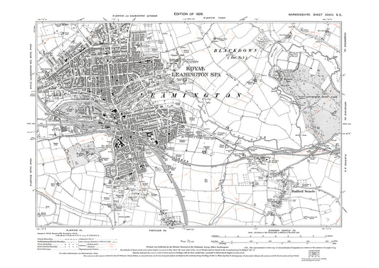 Leamington Spa, Radford Semele, old map Warwickshire 1926: 33SE