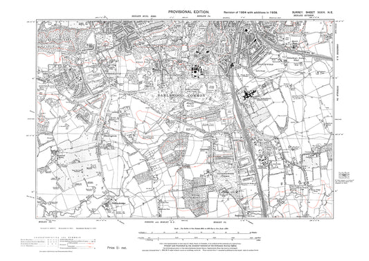 Redhill (south), Earlswood, Wood Hatch, Mead Vale, White Bushes old map Surrey 1938: 34NE