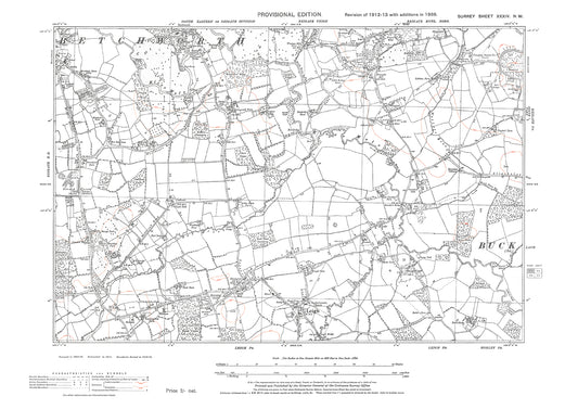 Betchworth (south), Leigh, Trumpet Hill old map Surrey 1938: 34NW