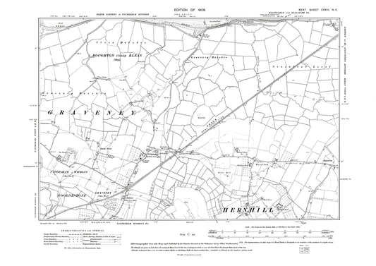 Graveney, old map Kent 1908: 34NE