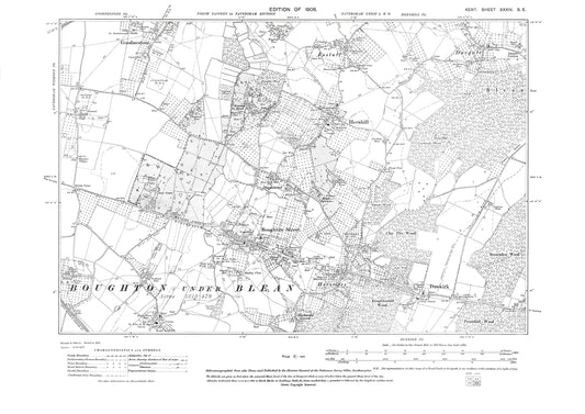 Boughton Street, Hern Hill, Dunkirk, Boughton under Blean, Goodnestone, old map Kent 1908: 34SE