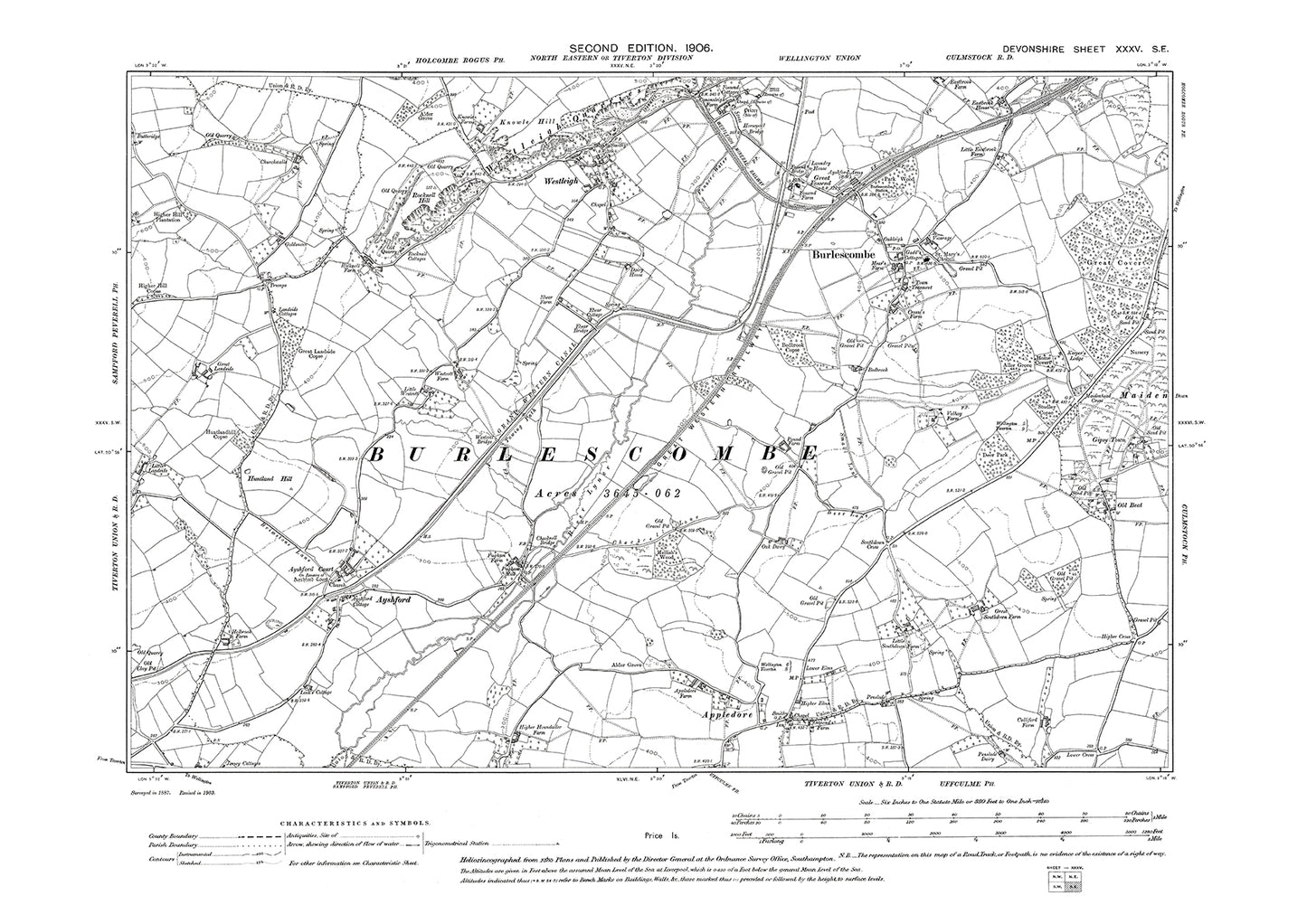 Burlescombe, Westleigh, Appledore, Old Map Devon 1906: 35SE