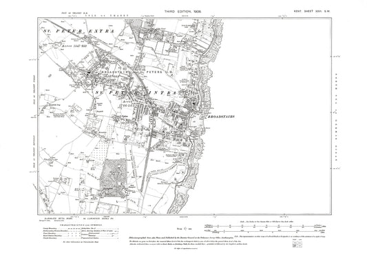 Broadstairs, old map Kent 1908: 35NE