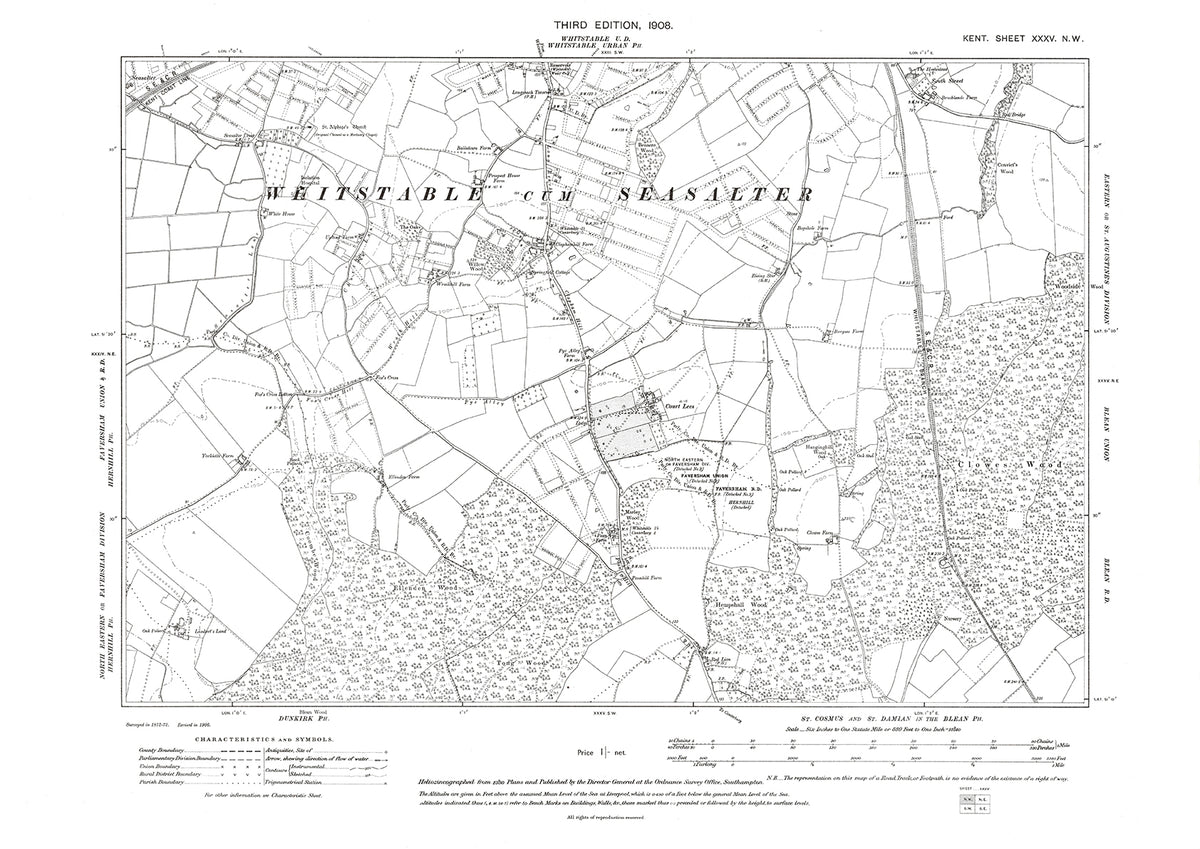 Whitstable Postcode Map Whitstable (south), old map Kent 1908: 35NW – Old Map Downloads