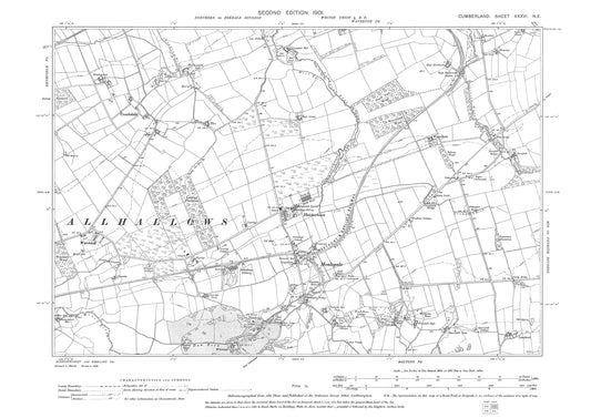 Old OS map dated 1901, showing Mealsgate, Fletchertown in Cumberland - 36NE