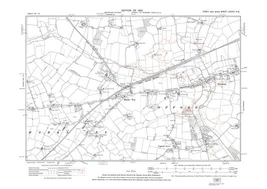 Old OS map dated 1925, showing Marks Tey, Stanway and Copford Green in Essex - 36NE