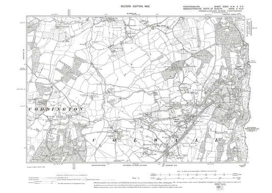 Old OS map dated 1905, showing Colwall Stone, Upper Wyche in Herefordshire - 36NW-NE