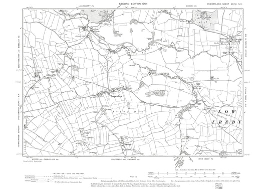 Old OS map dated 1901, showing Torpenhow, Boltongate, Whitrigg in Cumberland - 36SE