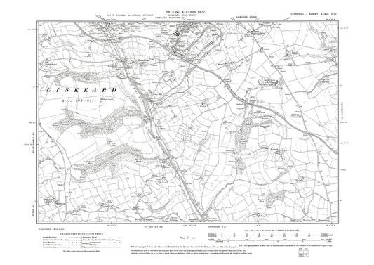 Liskeard (south), old map Cornwall 1907: 36SW