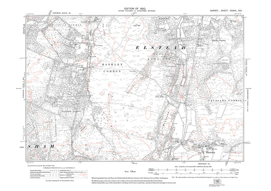 Thursley, Hankley Common, Elstead old map Surrey 1920: 37NE