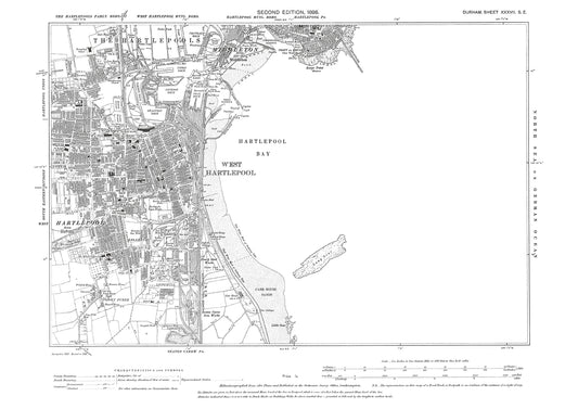 Old OS map dated 1898, showing West Hartlepool and Middleton in Durham - 37SE