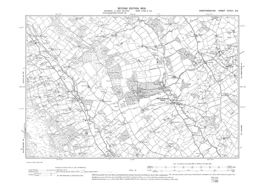 Old OS map dated 1905, showing Michaelchurch Escley in Herefordshire - 37SE